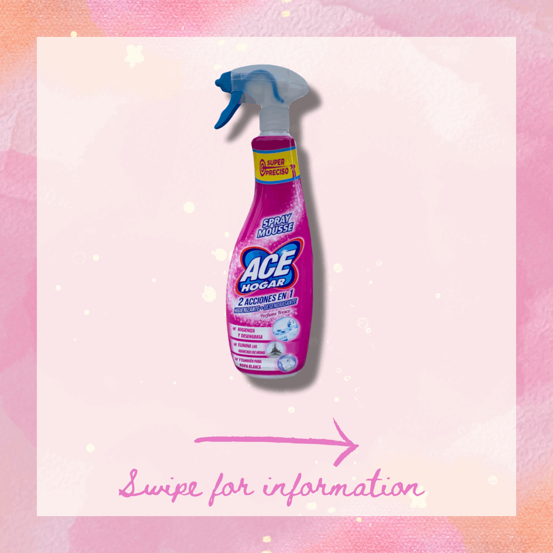 Ace 2in1 Hygiene Stain Remover Bleach Spray 700ml Spanish Clean - Spanish Cleaning Products