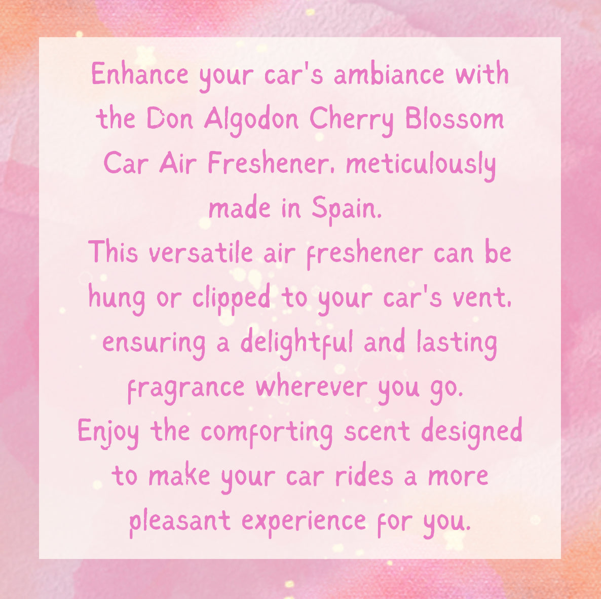 Don Algodon CHERRY BLOSSOM Car Air Freshener Spanish Clean - Spanish Cleaning Products