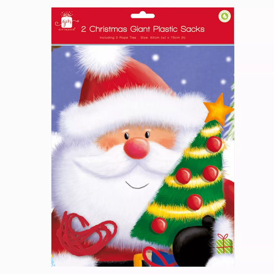 Giant Christmas Plastic Sacks 2 Pack