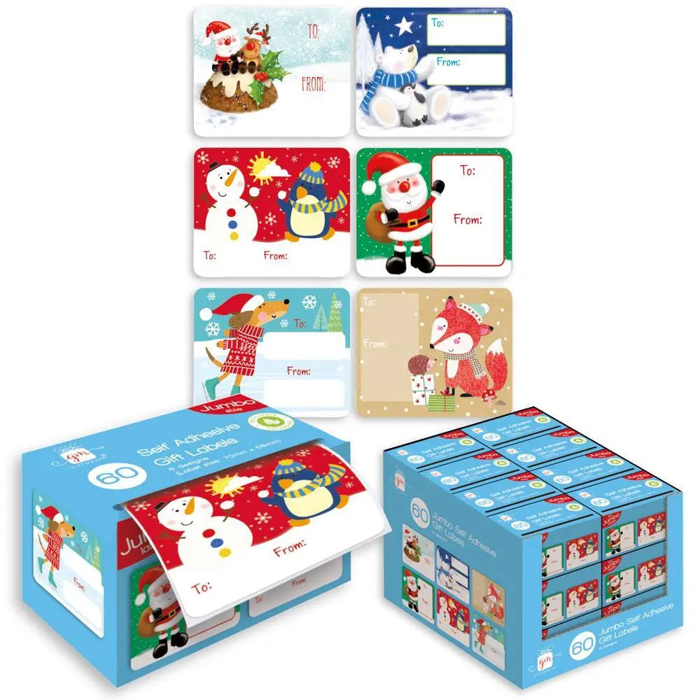 Christmas Jumbo Self Adhesive Gift Labels 60 Pack